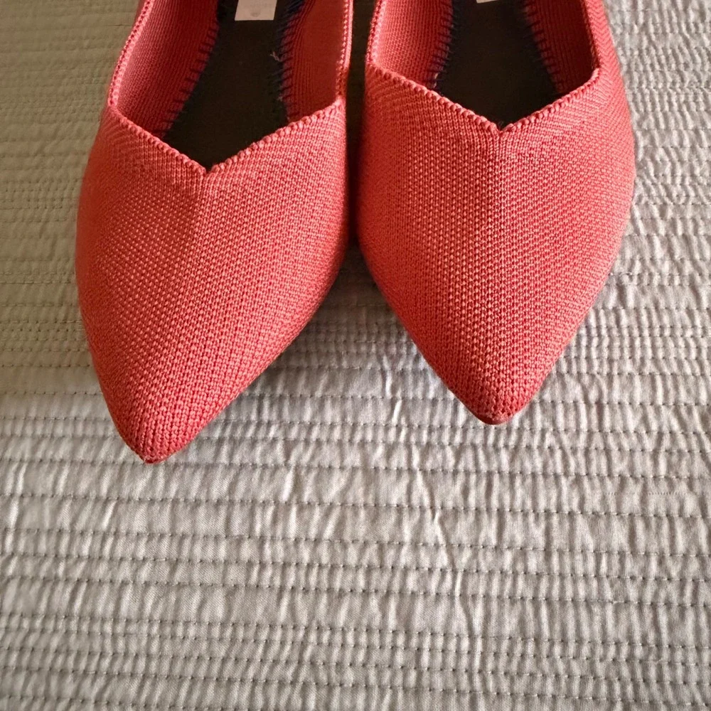Rothys‎ The Point Women's Coral Pink Knit Pointed Toe Flat Shoes Size 11.5